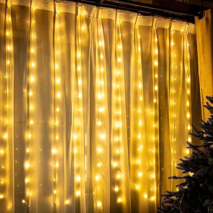 **195 LED Curtain String Lights - 6.5 x 5 Ft Battery Operated Fairy Lights with 8 Modes & Timer | Copper Twinkle Decor for Christmas & Weddings**