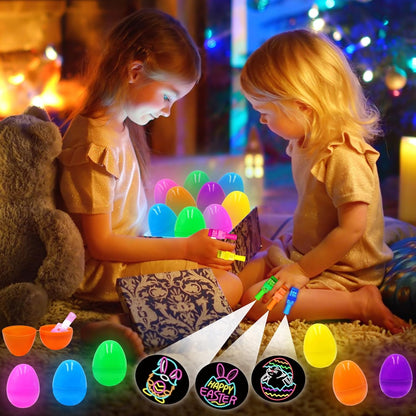 Skiennix 24 Pack Easter Eggs - LED Light-Up Toys for Glow in the Dark Fun | Non-Candy Gifts & Party Favors