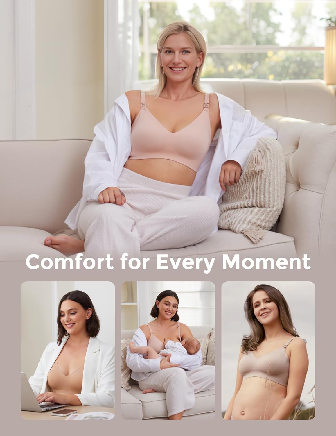 Momcozy Nursing Bras | YN21 Seamless Maternity Bra for Ultra Comfort | Natural Shape, Pregnancy Sleep Bralette