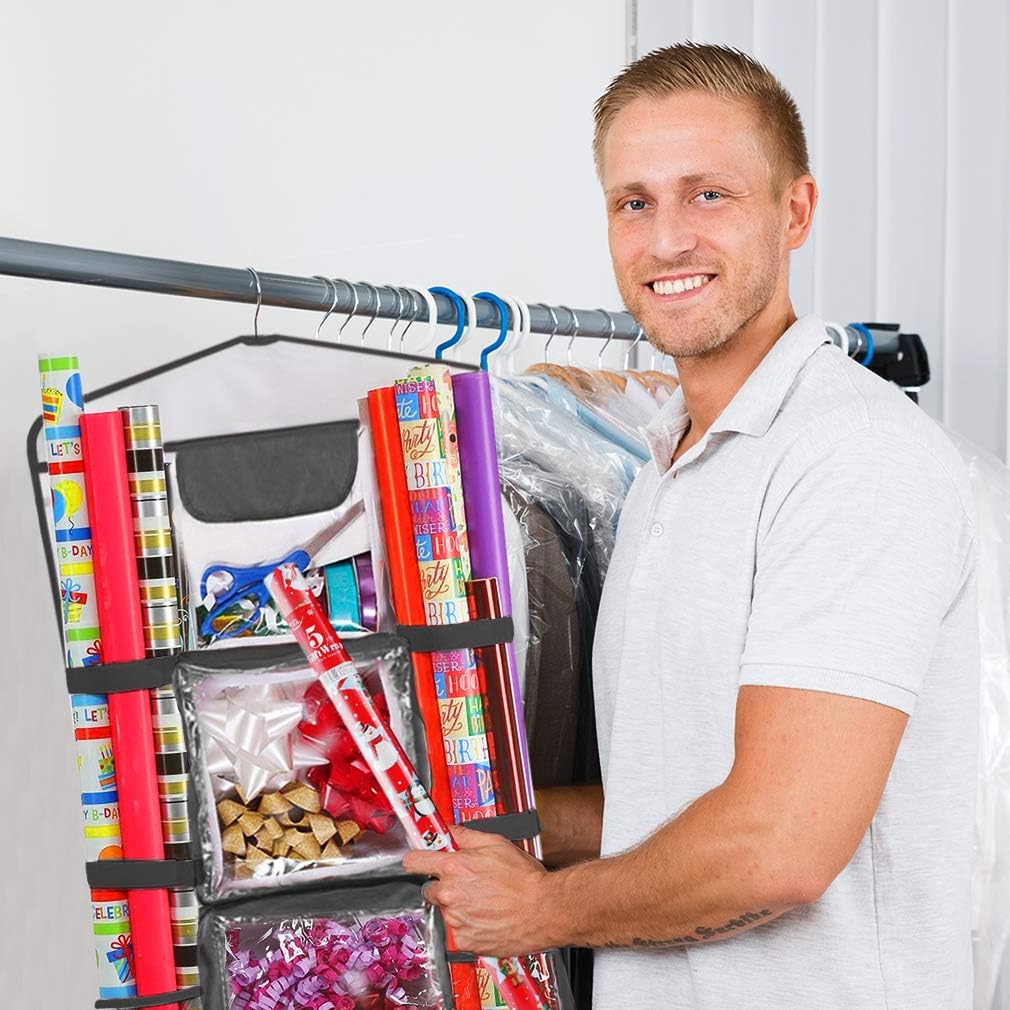 ProPik Gift Wrap Organizer - Double-Sided Storage for Wrapping Paper & Accessories | 40” x 17” (Black)