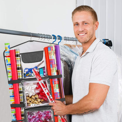 ProPik Gift Wrap Organizer - Double-Sided Storage for Wrapping Paper & Accessories | 40” x 17” (Black)