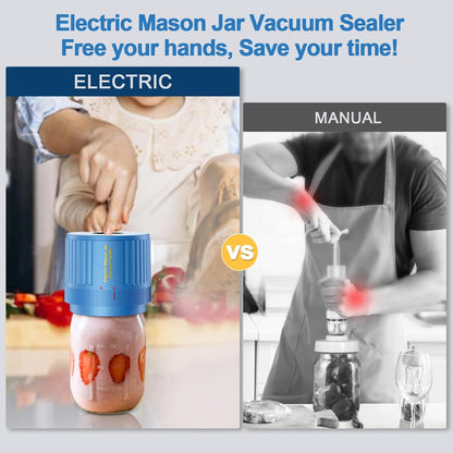 Regine Switzerland Electric Mason Jar Vacuum Sealer Kit - Black & Blue for Fresh Food Storage