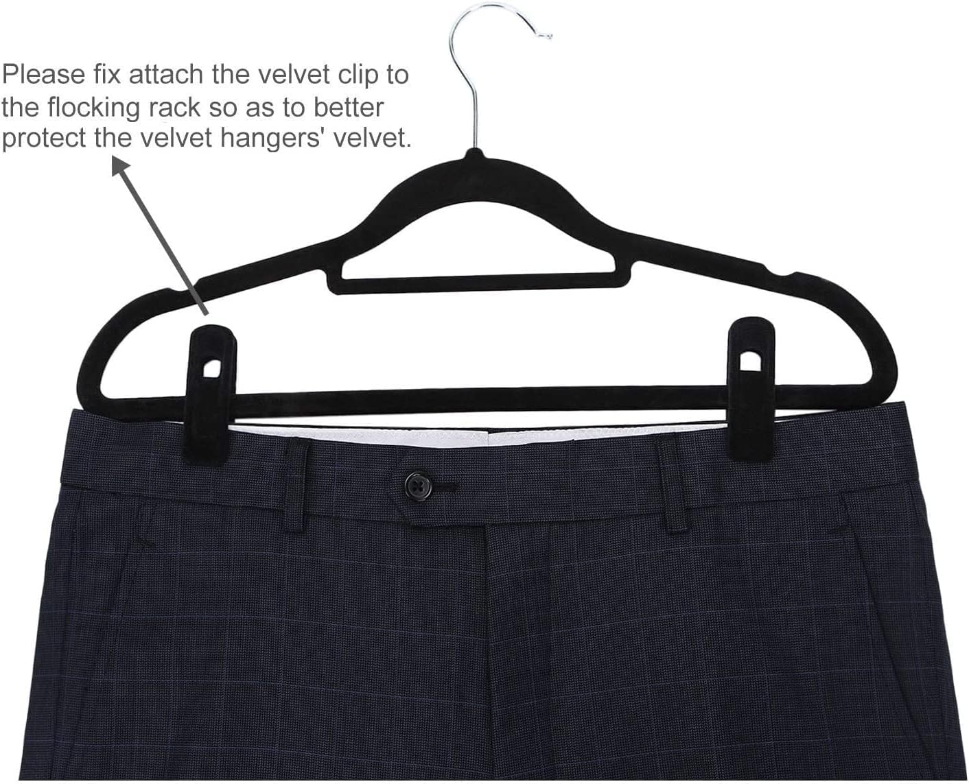 Skiennix Velvet Hanger Clips - 20 Pack Strong Clips for Skirts & Pants | Black Color