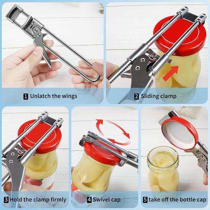 Regine Switzerland Adjustable Stainless Steel Bottle & Jar Opener - Ergonomic Gripper for Seniors