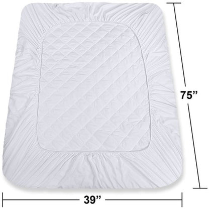 Utopia Bedding Quilted Fitted Mattress Pad, Twin Size, Elastic Fitted Mattress Topper Protector and Cover with Deep Pocket Stretches up to 16 Inches, Machine Washable (White)
