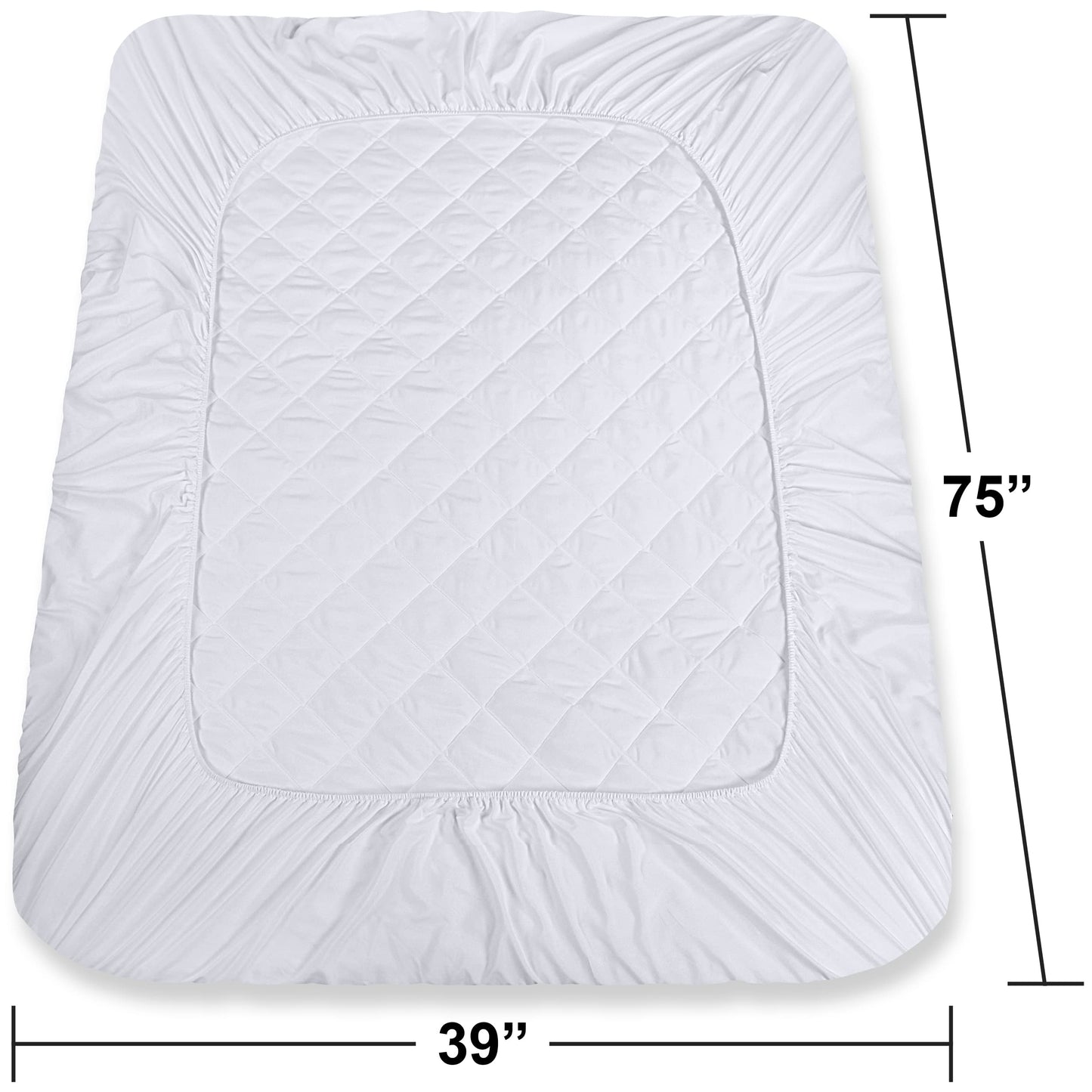 Utopia Bedding 2 Pack Quilted Fitted Mattress Pad, Twin Size, Elastic Fitted Mattress Topper Protector and Cover with Deep Pocket Stretches up to 16 Inches, Machine Washable (White)
