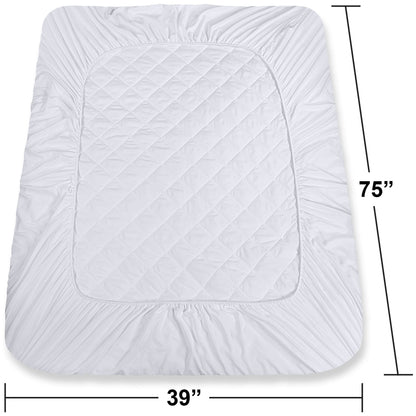 Utopia Bedding 2 Pack Quilted Fitted Mattress Pad, Twin Size, Elastic Fitted Mattress Topper Protector and Cover with Deep Pocket Stretches up to 16 Inches, Machine Washable (White)