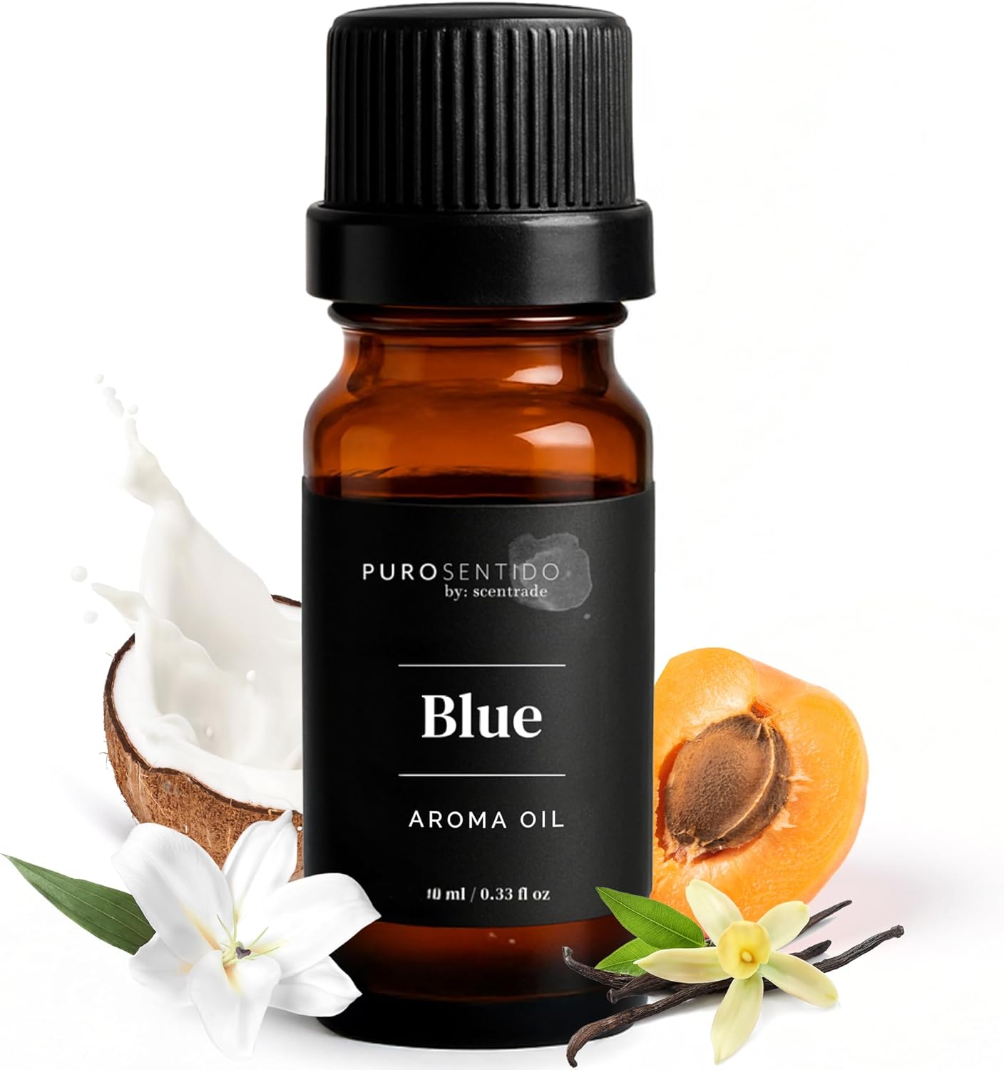 PuroSentido Blue Aroma Oil - Luxury Essential Oil for Diffusers | Apricot, Coconut Milk & Vanilla (10 ml)