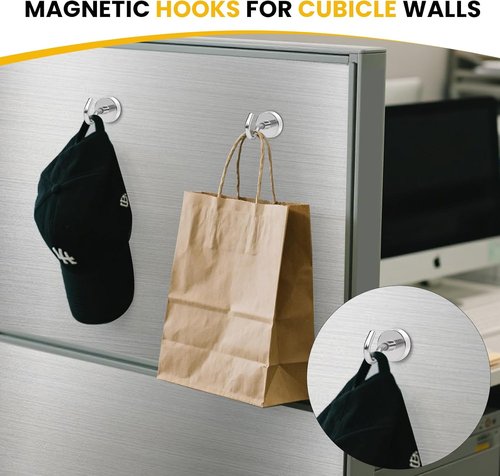DIYMAG Magnetic Hooks - Heavy Duty 30lbs N52 Magnet Hooks for Cruise Cabins & Home Use | 10 Pack Silver