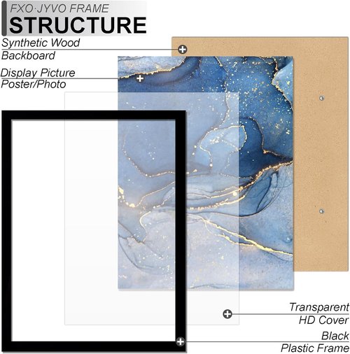 Fxojyvo 8x11 Picture Frame - Lightweight Black Frame for 8x11 Inch Photos | High Transparency Design