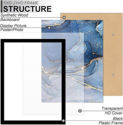 Fxojyvo 8x11 Picture Frame - Lightweight Black Frame for 8x11 Inch Photos | High Transparency Design