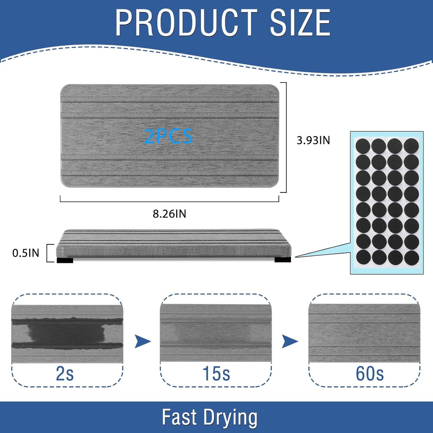Skiennix Diatomite Stone Tray - Quick Drying Water Absorbent Coasters for Kitchen & Bathroom | 2-Pack