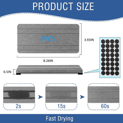 Skiennix Diatomite Stone Tray - Quick Drying Water Absorbent Coasters for Kitchen & Bathroom | 2-Pack