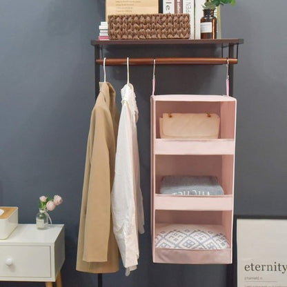 Granny Says 3-Shelf Hanging Closet Organizer - Collapsible Nursery Shelves, Pink, 29.5" H X 12" W X 12" D