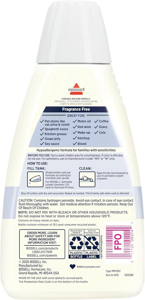 BISSELL Little Green Portable Deep Cleaner Formula - OXY Spot & Stain Remover, 32 Fl. Oz.