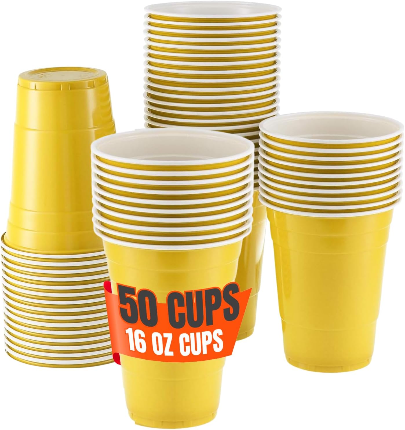 Yellow Plastic Party Cups - 16 oz | 50 Pack for Vibrant Celebrations and Gatherings