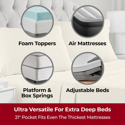 Mellanni Extra Deep Twin XL Sheets - 3 PC Iconic Collection Bedding - Luxury, Ultra Soft, Cooling Bed Sheets - Wrinkle, Fade, Stain Resistant (Twin Extra Long, Golden Ivory)