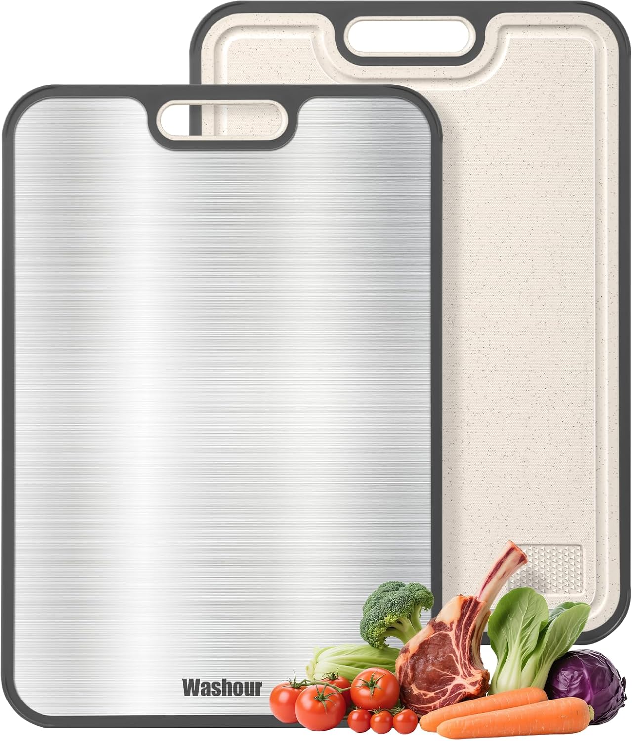 Titanium Cutting Boards - Non-Toxic 2-in-1 Double-Sided Chopping Board | Large 16”×11” for Meat & Vegetables