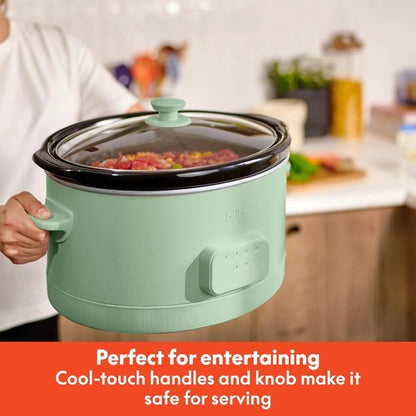 Bella 6.0 Qt Programmable Slow Cooker - Ceramic Nonstick, Adjustable Temp & Dishwasher Safe, Seaglass