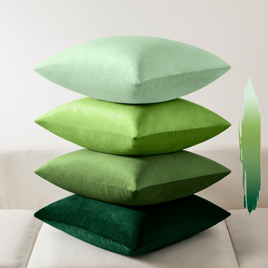 Softalker Throw Pillow Covers Set of 4, Velvet Soft Solid Colors Pillow Covers 16x16 Inch, Decorative Cushion Pillow Case for Couch Sofa Bedroom Living Room(Sage Green)