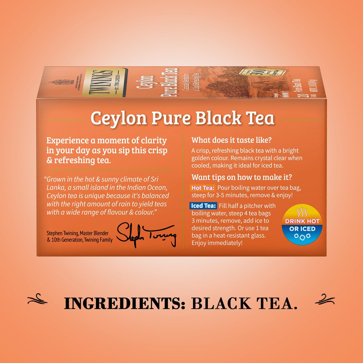 Twinings of London Ceylon Orange Pekoe Tea - Premium Flavor | Box of 20 Tea Bags