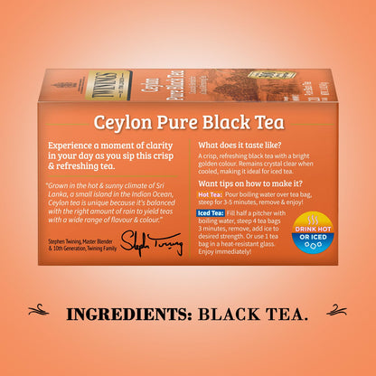 Twinings of London Ceylon Orange Pekoe Tea - Premium Flavor | Box of 20 Tea Bags