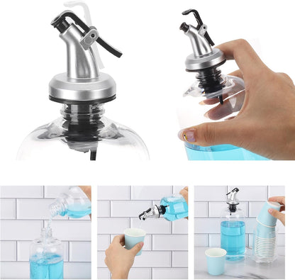 Tbestmax Mouthwash Dispenser - Clear 16oz Pump Bottle with Cup Holder & Tray for Bathroom Organization