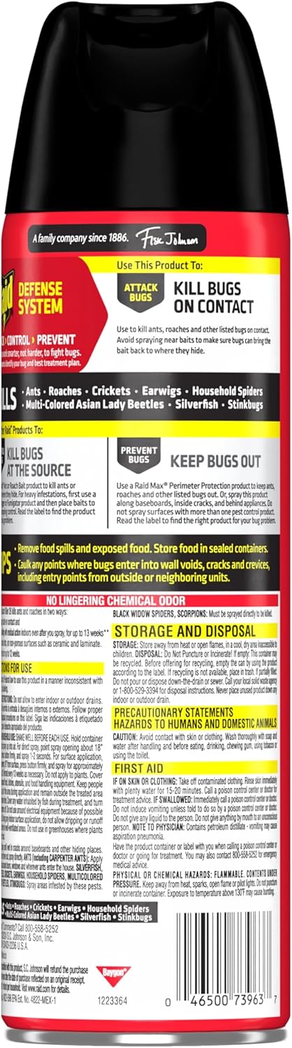 Raid Ant & Roach Killer Spray - Long-Lasting Lavender Scent, 17.5 oz | Pack of 2