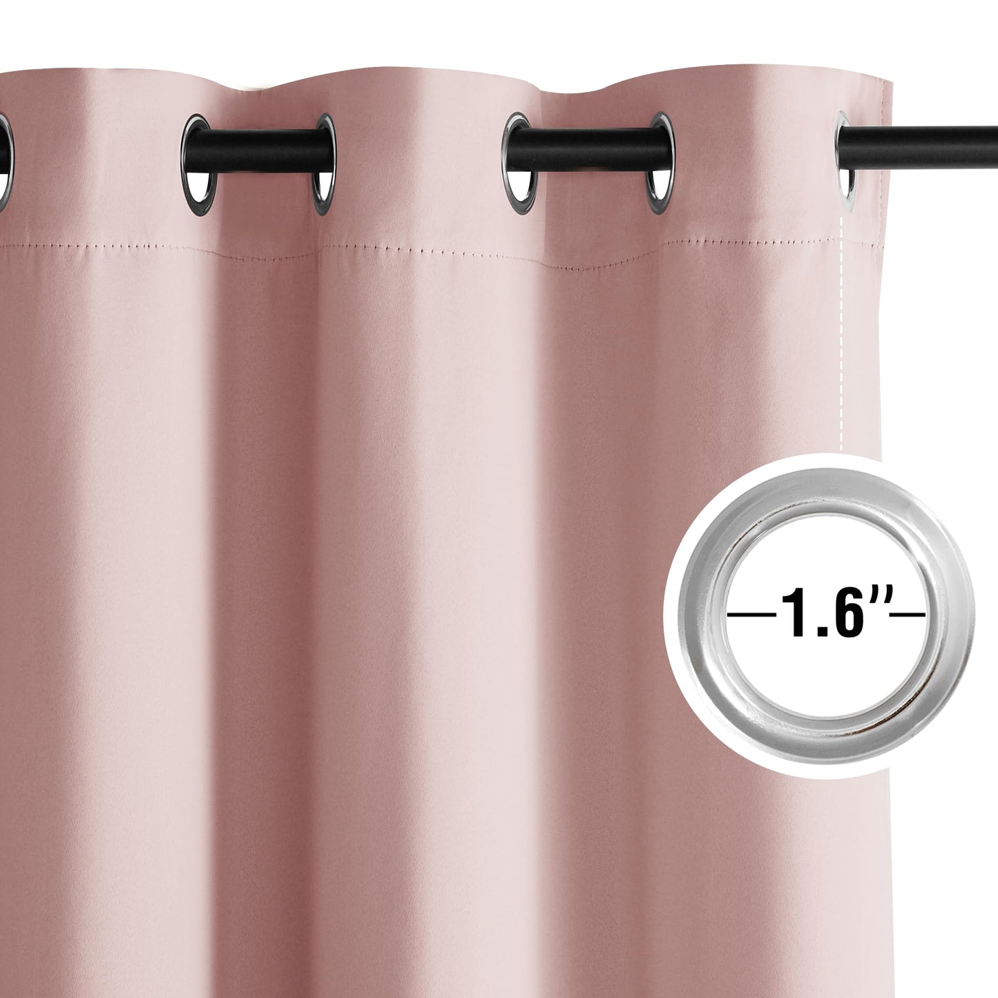 NICETOWN Room Darkening Draperies Curtains Panels, 2 Panels Blush Pink W52 x L84