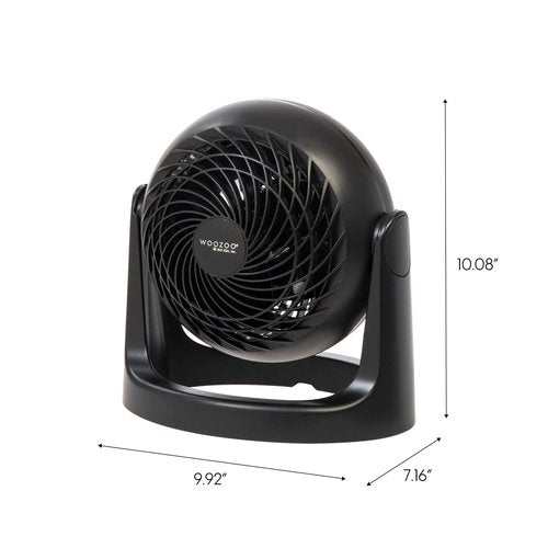 IRIS USA WOOZOO Desk Fan, Air Circulator, 3 Speeds, 52ft Max Air Distance, 157ft² Coverage, 360° Adjustable Vertical Tilt, 20db Quiet Motor, Fan for Bedroom, Office, Dorm, Medium, Black