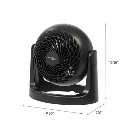 IRIS USA WOOZOO Desk Fan, Air Circulator, 3 Speeds, 52ft Max Air Distance, 157ft² Coverage, 360° Adjustable Vertical Tilt, 20db Quiet Motor, Fan for Bedroom, Office, Dorm, Medium, Black