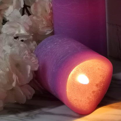 Battery Operated Flameless Led Candles Real Wax Pillar Candles with Remote Timer Electric Flickering Decorative Purple Wax Candle Lights for Halloween Christmas Home Party Decor 3 Pack 3”X 4”, 5”, 6”