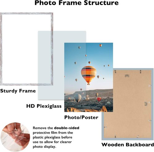 JCJMY 16x24 Rustic White Picture Frame - Versatile Wall Hanging for Photos & Canvas | Horizontal & Vertical Display