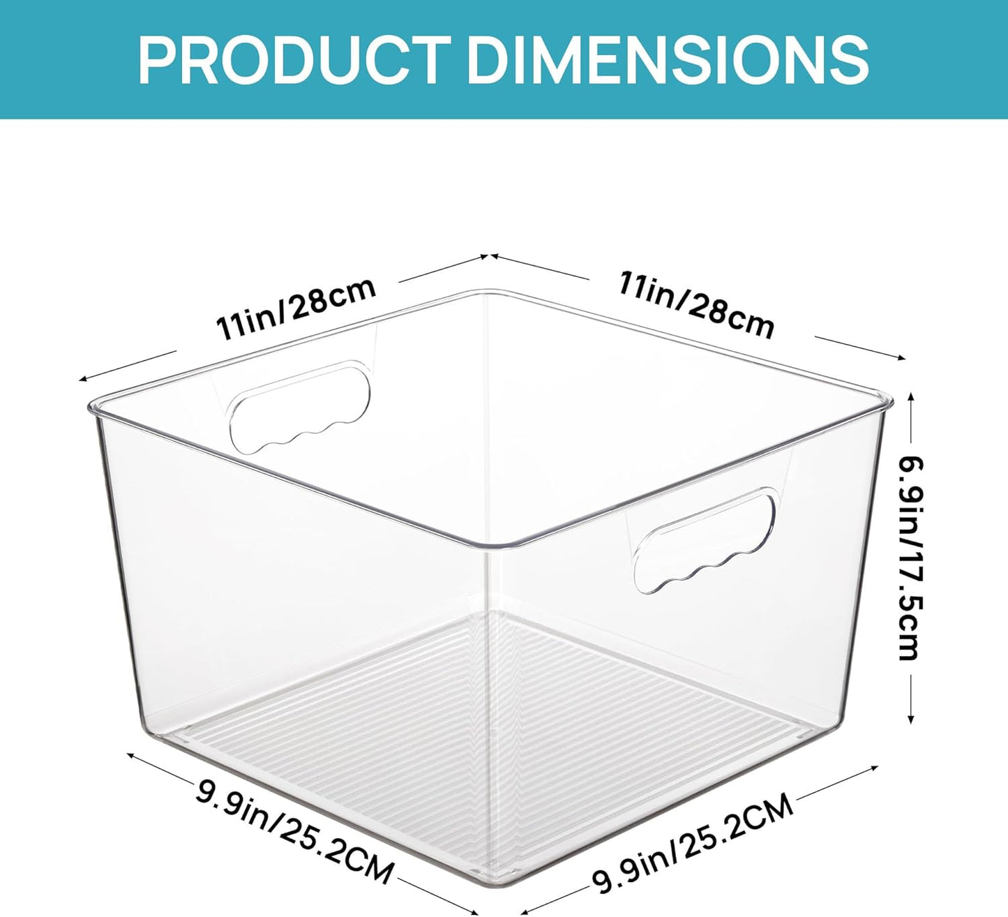 Vtopmart Extra Large Clear Plastic Storage Bins - 11x11 Cube Acrylic Organizers for Home & Pantry