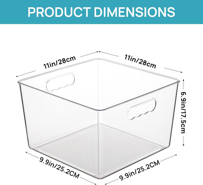 Vtopmart Extra Large Clear Plastic Storage Bins - 11x11 Cube Acrylic Organizers for Home & Pantry