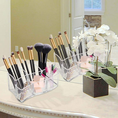 Tbestmax Acrylic Makeup Brush Holder - 6 Slot Organizer for Eyebrow Pens & Cosmetics Storage - Clear