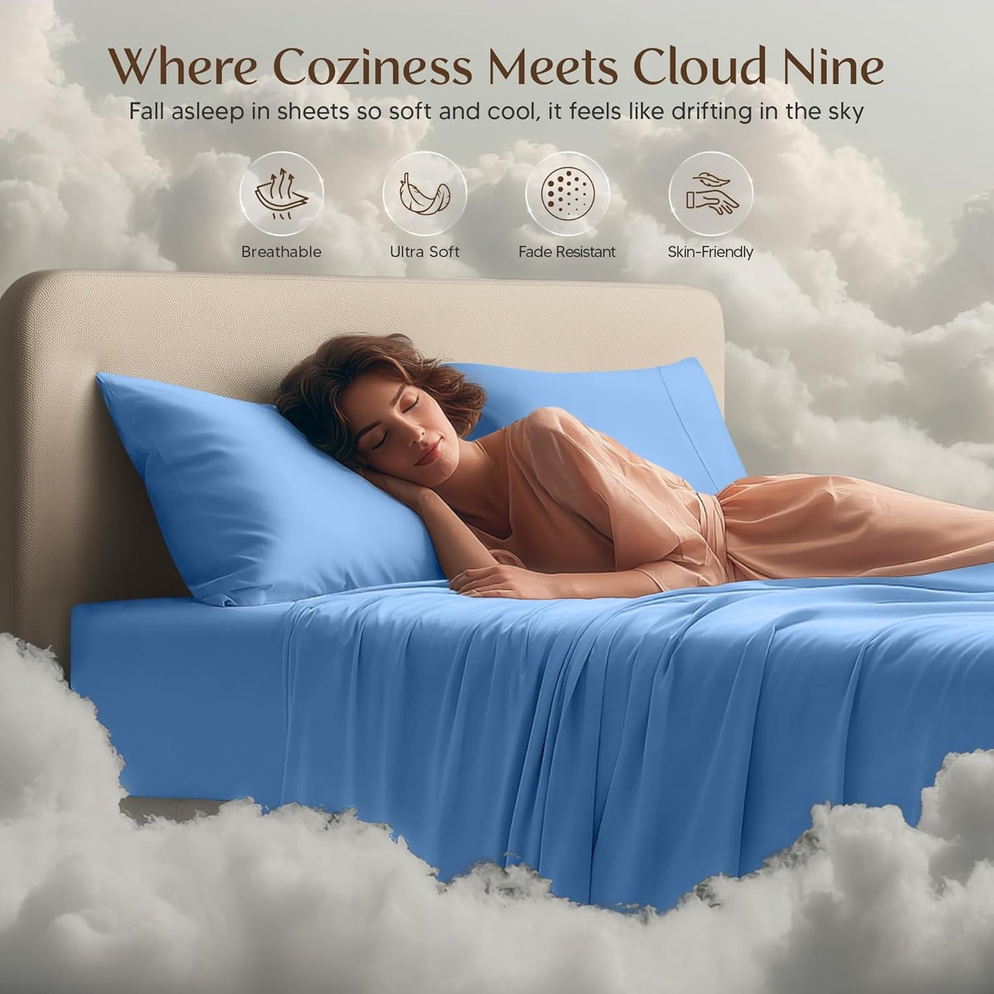 Utopia Bedding King Size Sheet Set - Soft, Breathable Microfiber | 4-Piece in Dutch Blue