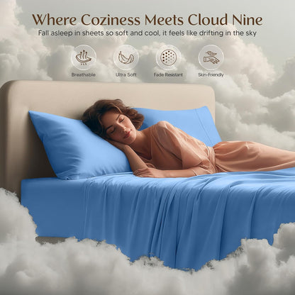 Utopia Bedding King Size Sheet Set - Soft, Breathable Microfiber | 4-Piece in Dutch Blue