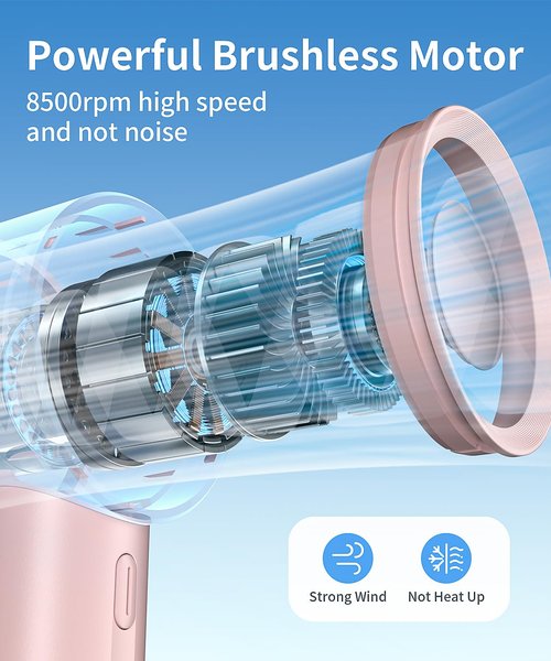 KinYiLO Mini Portable Fan, 3 Speed Handheld Fan with Desktop Base, Rechargeable Battery Powered Lightweight & Small Powerful, Personal Cooling Fan Summer Gift for Travel, Makeup, Outdoor, Pink