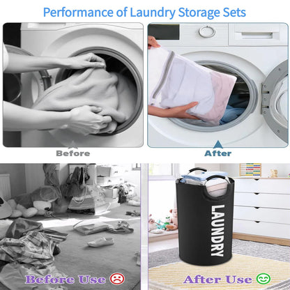 Umiciaga 90L Laundry Basket, Storage Basket,Waterproof Laundry Hamper, Laundry Bag with Padded Handles, Clothes Hamper，Collapsible Laundry Basket Easy Storage;Includes 2 mesh laundry bags（16x12in）