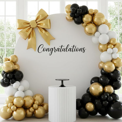 RUBFAC Black and Gold Balloons - 129-Piece Latex Garland Kit for Weddings, Graduations & Birthdays