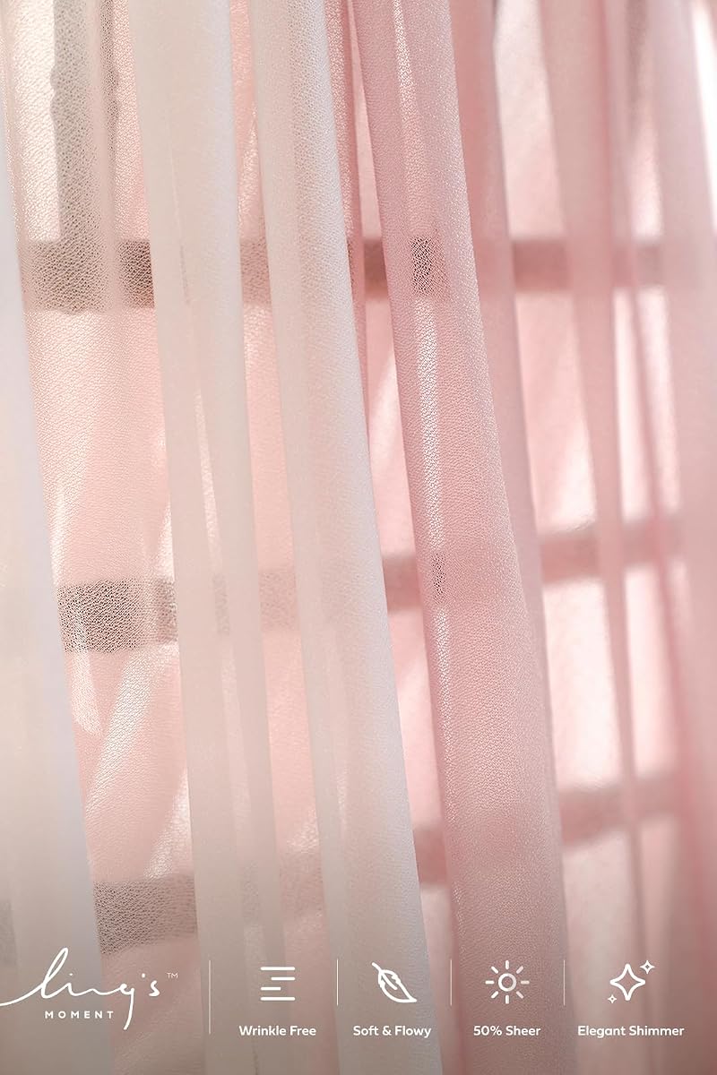 Ling's Moment Sheer Chiffon Table Cloth & Runner Set 9ft x 10ft Dusty Rose