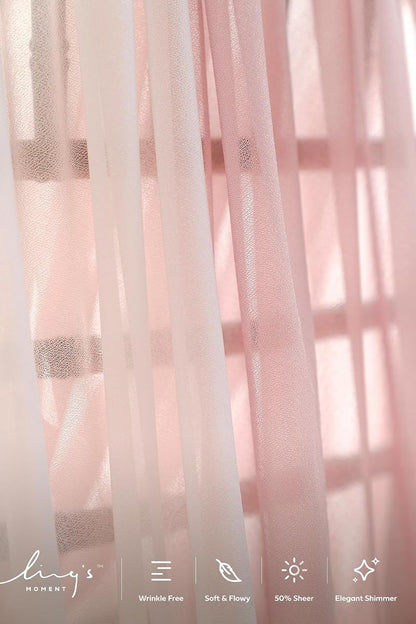Ling's Moment Sheer Chiffon Table Cloth & Runner Set 9ft x 10ft Dusty Rose
