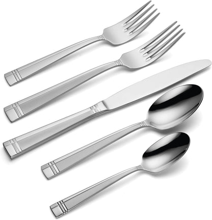 Oneida Amsterdam 45-Piece Silverware Set - Rust Resistant, Dishwasher Safe Flatware for 8 | Stainless Steel