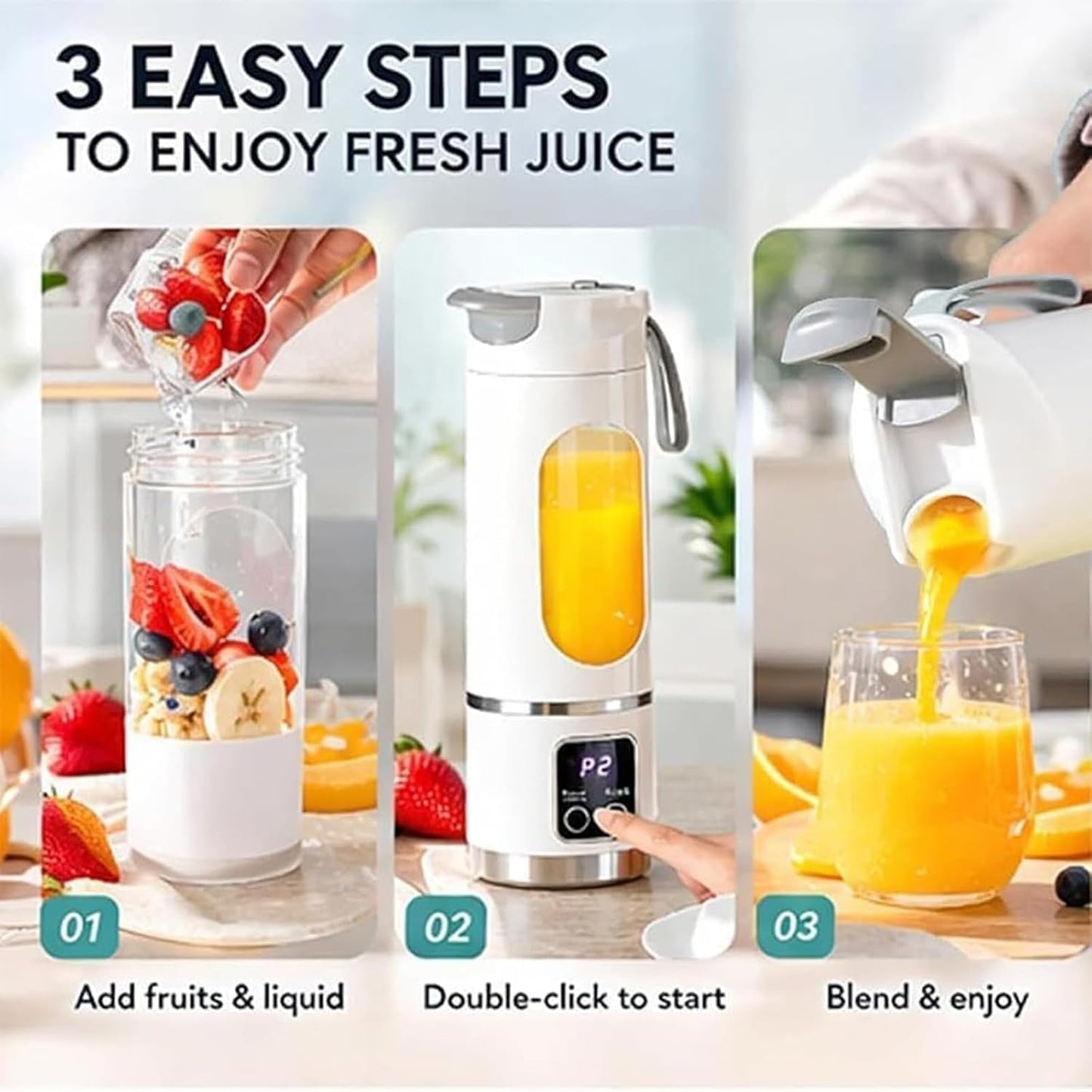 Skiennix Portable Wireless Juicer - 16oz USB Rechargeable Mini Blender for Travel & Gym (Purple)