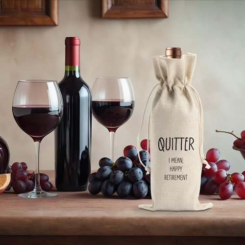 Funny Retirement Wine Gift Bag Retired Gifts for Women Men Farewell Goodbye Going Away Gifts for Mom Dad Boss Friends Teacher Nurse Coworker Colleague Quitter Wine Bags for Wine Bottles Gifts
