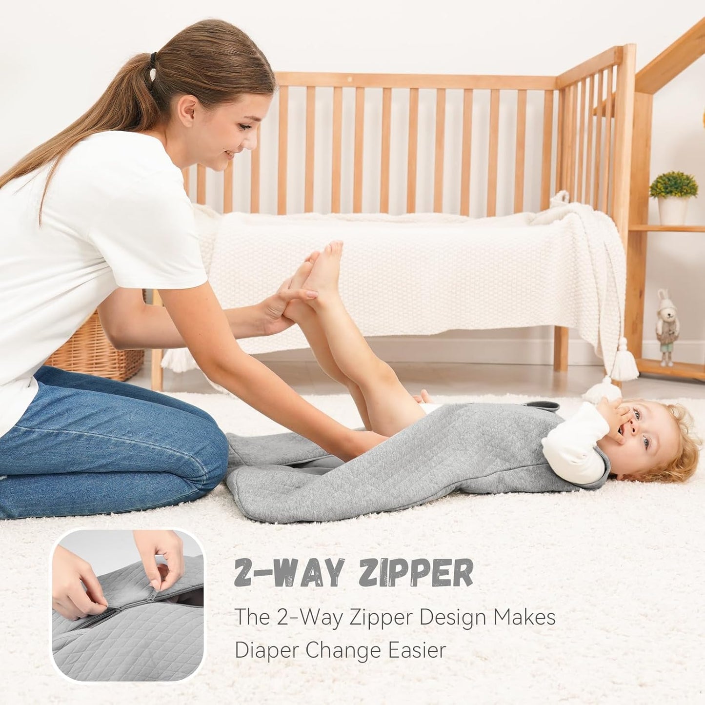 Yoofoss Baby Sleep Sack - 100% Organic Cotton Wearable Blanket for 0-6 Months | TOG 2.5, Warm Quilted Design