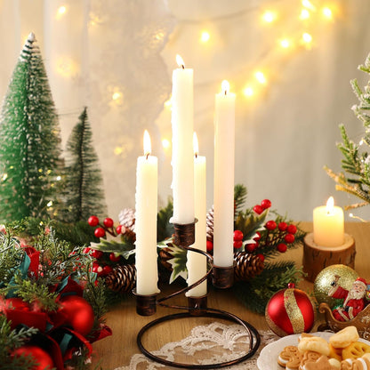 Sliner Christmas Advent Wreath Candle Holders - Rustic Metal Spiral Design | 3-Piece Centerpiece Set