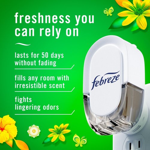 Febreze Plug-In Air Freshener Starter Kit - Odor-Fighting Gain Original Scent | Long-Lasting Warmer + 4 Refills