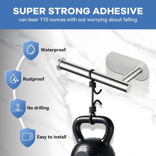 2 Packs Toilet Paper Holder No-Drill Self-Adhesive Towel Rack Stainless Steel Waterproof Rustproof Roll Paper Holder for Bathroom Washroom RVs (Brushed Silver)